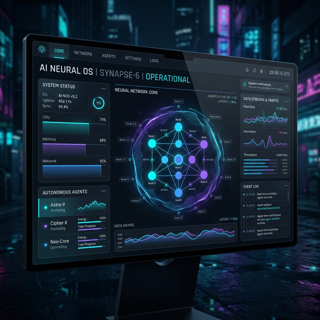 Aetheria AI Neural OS Dashboard Mockup